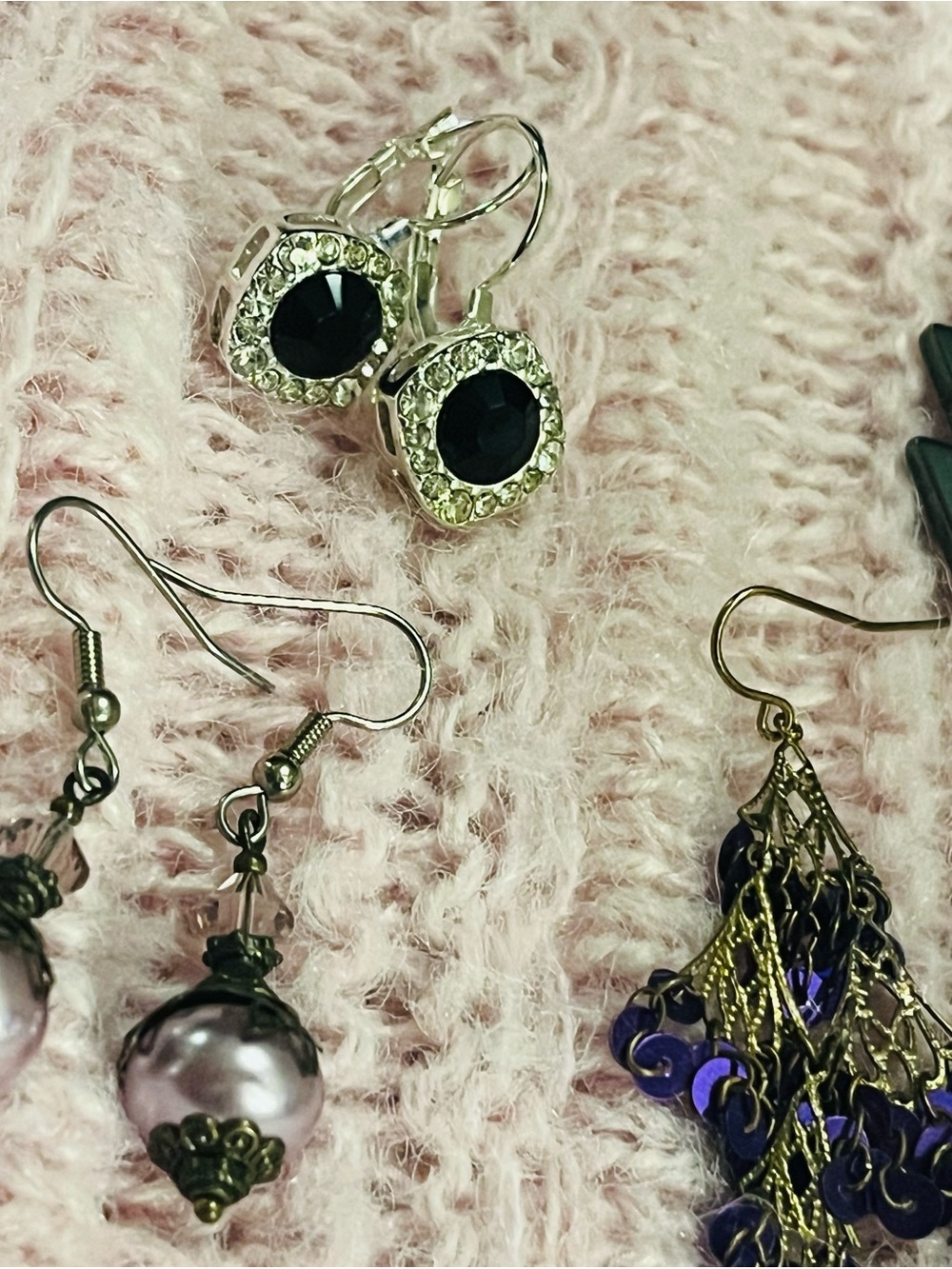 5 Pairs Whimsigoth Dark Academia Earrings Bundle Vintage Purple Sequin set - Picture 5 of 5
